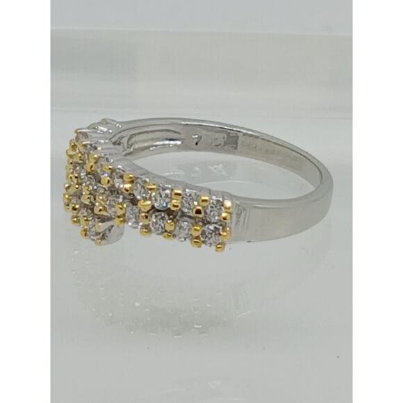 Elegant Vintage White Yellow Gold Plated Cocktail Sim Diamond CZ Ring Size 9 - Picture 3 of 9